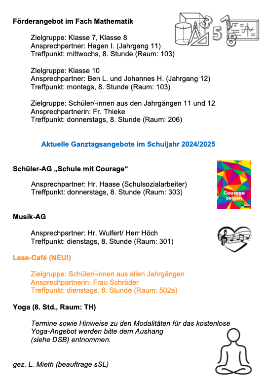 Ganztagsangebote Mai 2025 - 2