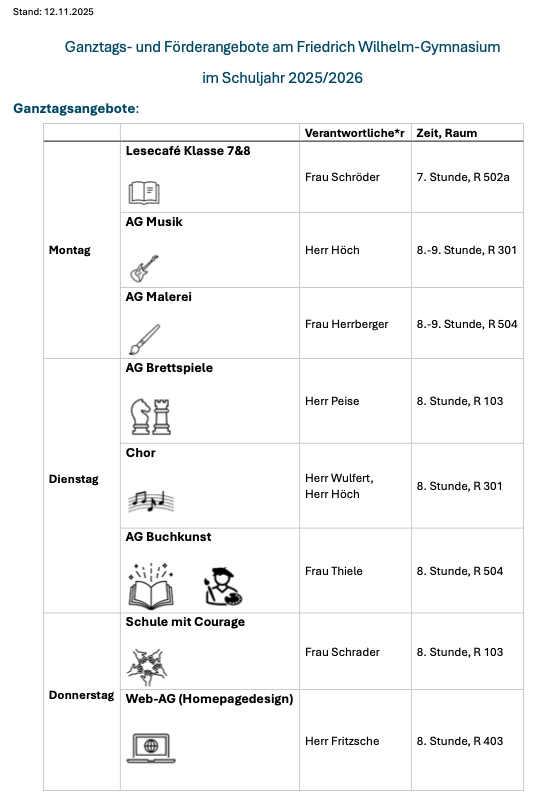 Ganztagsangebote November 2025 
