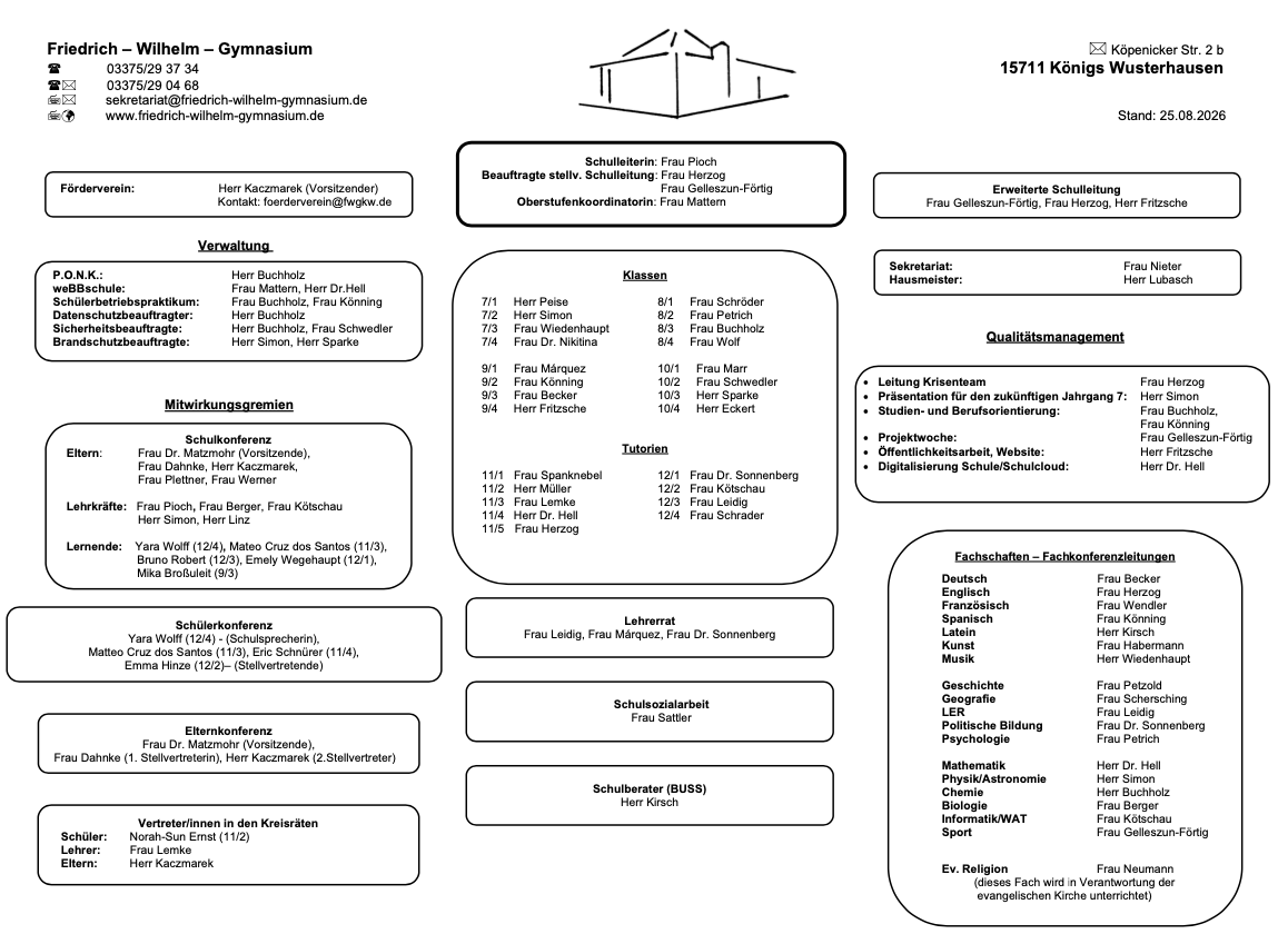 Organigramm Stand:August 2026
